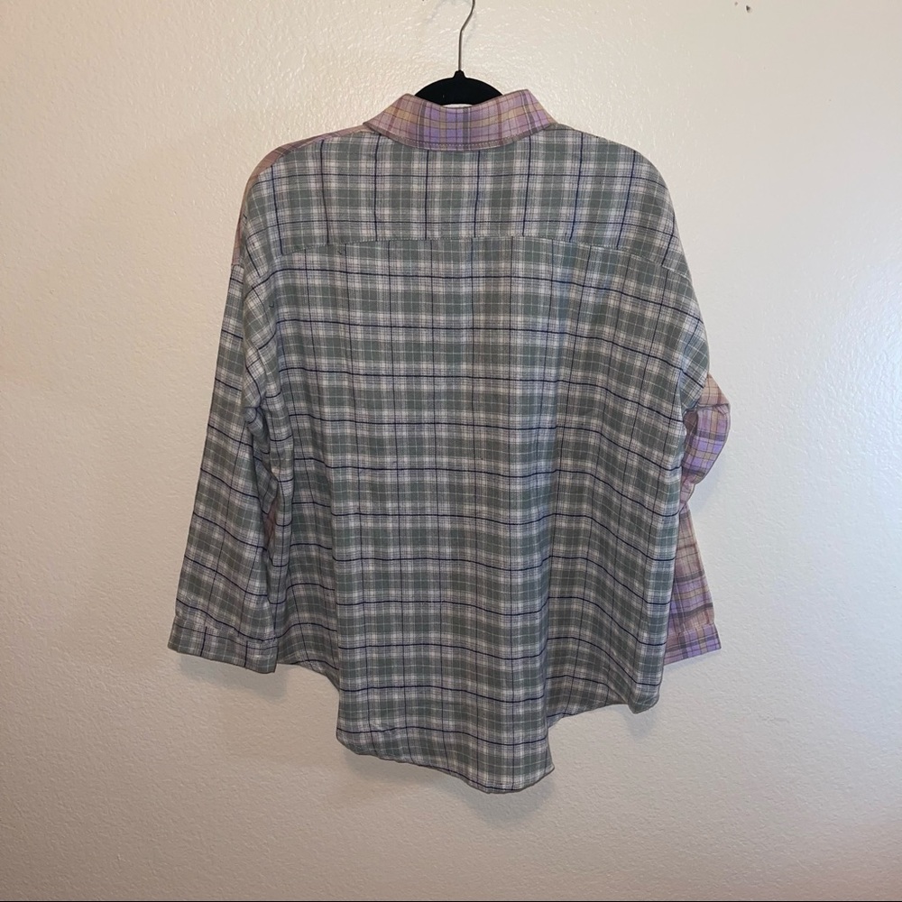 New Purple & Sage Plaid Flannel Button Down Pocket Shirt Small Medium Large - Picture 12 of 16